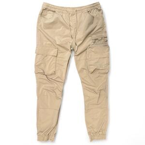 Smoke Rise Cargo Jogger Pants Mens XL Khaki Utility Streetwear Drawstring Pocket